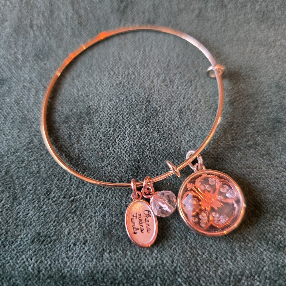 Disney Bracelet Ohana Means Family Charms‎ Lilo & Stitch Gold Floral Rhinestones